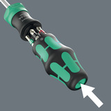 Wera Kraftform Kompakt 28 RA 1, Bit-Satz schwarz/grün, 6-teilig, 1/4", mit Ratschenfunktion und Edelstahl-Bithalter