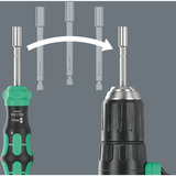 Wera Kraftform Kompakt 28 RA 1, Bit-Satz schwarz/grün, 6-teilig, 1/4", mit Ratschenfunktion und Edelstahl-Bithalter