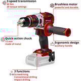 EINHELL Professional Akku-Schlagbohrschrauber TP-CD 18 Li-i Brushless-Solo, 18Volt rot/schwarz, ohne Akku und Ladegerät