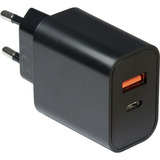 Inter-Tech Ladegerät PD-2120, USB-C + USB-A Charger schwarz, ohne Kabel, PD 3.0, QC 3.0, 20 Watt
