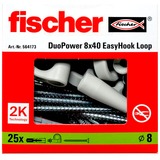 fischer EasyHook Loop DuoPower 8x40, Dübel weiß, 25 Stück, mit EasyHook Öse