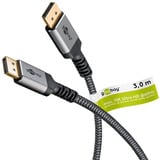 goobay Plus DisplayPort 2.0/2.1 Kabel, 16K @ 60Hz, 80 Gbit/s grau, 3 Meter