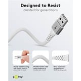 goobay Supersoftes USB 2.0 Textilkabel, USB-A Stecker > USB-C Stecker weiß, 1 Meter