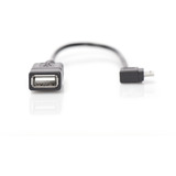 Digitus USB 2.0 Adapter, Micro USB Stecker 90° > USB-A Buchse schwarz, 15cm, OTG Funktion (On-The-Go), rechts abgewinkelt