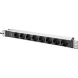 Digitus 19" Steckdosenleiste mit Aluminiumprofil, 8-fach, 1HE schwarz/aluminium, 2 Meter Kabel, Stecker IEC C20