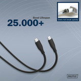 Digitus USB 2.0 Silikon-Anschlusskabel USB-C > USB-C schwarz, 1 Meter, PD, Laden mit bis zu 60 Watt