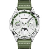 Huawei Watch GT4 46mm (Phoinix-B19W), Smartwatch grün, gewebtes Armband