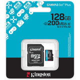 Kingston Canvas Go! Plus 128 GB microSDXC, Speicherkarte schwarz, UHS-I U3, Class 10, V30, A2