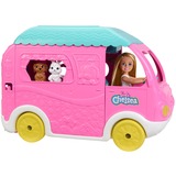 Mattel Barbie Chelsea 2-in-1 Camper, Spielfahrzeug mit 1 Puppe, 2 Haustieren und 15x Zubehör