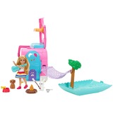 Mattel Barbie Chelsea 2-in-1 Camper, Spielfahrzeug mit 1 Puppe, 2 Haustieren und 15x Zubehör