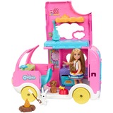 Mattel Barbie Chelsea 2-in-1 Camper, Spielfahrzeug mit 1 Puppe, 2 Haustieren und 15x Zubehör