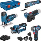 Bosch Professional 5-teiliges 12Volt-Werkzeug-Set, GSR + GOP + GHO + GWS + GST blau, 3x Li-Ionen Akku, XL-BOXX