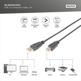 Digitus USB 2.0 Anschlusskabel USB-A (Stecker) > USB-B (Stecker) schwarz, 3 Meter