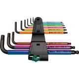 Wera 950/9 Hex-Plus Multicolour 1 Winkelschlüsselsatz, 9-teilig, Schraubendreher mit Halteclip, BlackLaser-Oberfläche