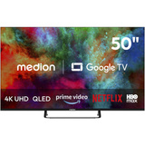 Medion LIFE MD 850701 Google TV, QLED-Fernseher 125.7 cm (50 Zoll), schwarz, UltraHD/4K, Triple Tuner, Chromecast built-in