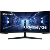 SAMSUNG Odyssey G5 C34G55TWWP, Gaming-Monitor 86 cm (34 Zoll), schwarz, UWQHD, VA, AMD Free-Sync, Curved, 165Hz Panel