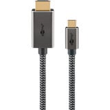 goobay USB Textil-Adapterkabel, USB-C Stecker > HDMI Stecker, 4K / 60Hz schwarz/silber, 1 Meter