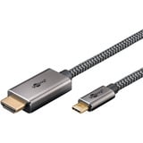 goobay USB Textil-Adapterkabel, USB-C Stecker > HDMI Stecker, 4K / 60Hz schwarz/silber, 1 Meter