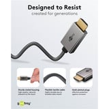 goobay USB Textil-Adapterkabel, USB-C Stecker > HDMI Stecker, 4K / 60Hz schwarz/silber, 1 Meter