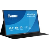 iiyama P1671HSC-B1, LED-Monitor 39.5 cm (15.6 Zoll), schwarz (matt), Portabler Monitor mit USB-C-Dock, Lautsprechern und Lederhülle