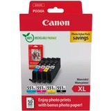 Canon Tinte Photo Value Pack CLI-551XL inkl. 50 Blatt 10x15 Fotopapier