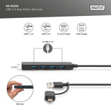 Digitus USB 3.0 Hub 4-Port Slim Line, USB-Hub schwarz