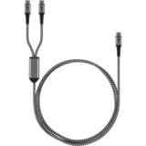 goobay USB 2.0 Kabel, USB-C Stecker > USB-C Stecker schwarz/grau, 1,5 Meter, Laden mit bis zu 60 Watt PD, Textilkabel mit Metallsteckern
