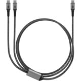 goobay USB 2.0 Kabel, USB-C Stecker > USB-C Stecker schwarz/grau, 1,5 Meter, Laden mit bis zu 60 Watt PD, Textilkabel mit Metallsteckern