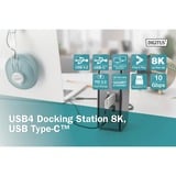 Digitus USB4 Dockingstation 8K, USB Type-C grau/schwarz, HDMI, DP, USB-A, USB-C, USB4, 3,5mm, SD/MicroSD