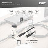 Digitus USB 2.0 Verlängerungskabel, USB-C Stecker > USB-C Buchse schwarz, 2 Meter, PD 60 Watt