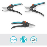 GARDENA Gartenschere PremiumCut Flex grau/türkis, Bypass, 2 einstellbare Griffweiten