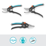 GARDENA Gartenschere PremiumCut Flex grau/türkis, Bypass, 2 einstellbare Griffweiten