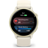 Garmin vívoactive 6, Smartwatch bone/lunargold, 42 mm, Silikon-Armband