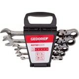 GEDORE Red Gelenk-Ringratschen-Maulschlüssel-Satz, 5-teilig, Schraubenschlüssel chrom, SW 8 - 19mm