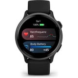 Garmin vívoactive 6 42mm black, Smartwatch schwarz/grau, 42 mm, Silikon-Armband