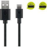 goobay USB 2.0 Kabel, USB-A Stecker > USB-C Stecker schwarz, 1 Meter