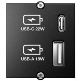 Bachmann Custom Modul USB-Charger, USB-A + USB-C, Ladegerät schwarz, für Tischsteckdosen