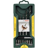 Bosch Heimwerken & Garten Mini X-Line Mehrzweckbohrer-Set, 14-teilig, Bohrer- & Bit-Satz grün