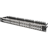 Digitus Modulares High Density Patchpanel, 48-Port, Rack Mount, geschirmt schwarz, 1 HE, für Keystone-Module, mit Beschriftungsfeld