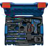 Bosch Akku-Bohrschrauber GSR 12V-15 Professional Set, 12Volt blau/schwarz, 2x Li-Ionen Akku 2,0Ah, 8-teiliges Handwerkzeug-Sortiment, L-BOXX