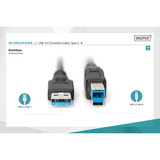 Digitus USB 3.2 Gen 1 Anschlusskabel USB-A > USB-B schwarz, 1,80 Meter