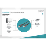 Digitus USB 3.2 Gen 1 Anschlusskabel USB-A > USB-B schwarz, 1,80 Meter