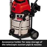 EINHELL Professional Akku-Nass-/Trockensauger TP-VC 36/30 S Auto - Solo, 36Volt (2x18V) rot/edelstahl, ohne Akku und Ladegerät