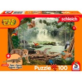 Schmidt Spiele Schleich: Wild Life - Im Regenwald, Spielfigur 100 Teile, inkl. Schleich Krokodiljunges Figur