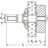 fischer Hohlraum-Metalldübel HM 4x32 S silber, 50 Stück, mit metrischer Schraube