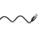 goobay Ethernet-Kabel USB-C 3.2 Gen2 Stecker > RJ-45 Stecker, LAN-Adapter schwarz/silber, 7,5 Meter, geflochtener Textilmantel