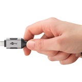 goobay Ethernet-Kabel USB-C 3.2 Gen2 Stecker > RJ-45 Stecker, LAN-Adapter schwarz/silber, 7,5 Meter, geflochtener Textilmantel