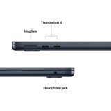 Apple MacBook Air 34,5 cm (13,6") 2025 CTO, Notebook schwarz, 16 GB, 256 GB (256 GB SSD), M4, MacOS, Dänisch