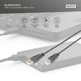 Digitus USB 2.0 Anschlusskabel USB-A (Stecker) > USB-B (Stecker) schwarz, 0,5 Meter