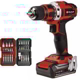 EINHELL Power X-Change Akku-Bohrschrauber TE-CD 18/40 Li, 18Volt rot/schwarz, 1x Li-Ion-Akku 2,5Ah, mit Bit-Set 34-teilig